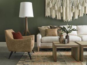 Green and Neutral Color Living Room